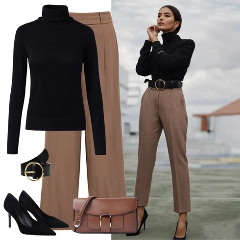 Kombinace Hnědá/Béžová/Khaki Kalhoty Bootcut/Rozšířené legíny/Zvonové Legíny/Zvonová Kalhoty/Rozšířená Kalhoty/Kalhoty se Štěrbinou florence by mills exclusive for about you