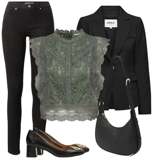 ľahký Outfit sa Crna Kratki Sako/Oversize Sako/Sako Jakna/Kožna jakna za muškarce/Casual Sako/Kožna jakna za muškarce/Kožna Jakna/Elegantni Sako/Boyfriend Sako/Pamučni Sakoi Only "Odjevna kombinacija"