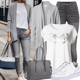 Sneg outfit mit Siva/Črna/Roza/Rdeča/Bela/Škrlatna Nakupovalna torba/Velika torba/Vrečka za prenašanje/Pisarniška torba/Nakupovalka/Poslovna torba Tommy Hilfiger "Outfit iz 90. let v sivi barvi"
