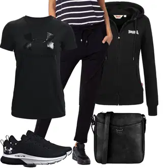 Zima outfit mit Črna/Temno siva/Rdeča Udobna Čevlja/Women's Health shoes/Pohodni Čevelj/Superga Poletne superge/Zimske superge Under Armour "Outfit za Sprehod"
