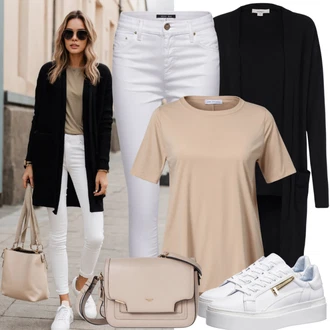 outfit mit Črna/Temno modra/Modra Dolge jopice/Kardigan iz kašmirja dewberry "Ozke kavbojke Sproščen Outfit"