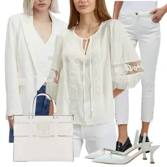 3/4 Rukavi Outfit sa Bijela/Smeđa/Ljubičasta/Bež/Krem Bluza Vrh/Musseline Bluz/Engleska Bluza s Broderie/boho Bluza/Otvorena Bluza/Dječja igračka/Len Blúza orsay "Pametni ležerni odijelo"