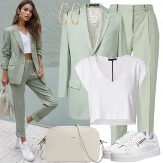 Ležerno Outfit sa Svjetlozelena/Zeleno Odijelo Oversize Sako/Kožna Jakna za Muškarce/Boyfriend Sako/Kožna jakna za muškarce/Kratki Sako Noisy may "Pametni ležerni Odijelo izgled"Look: Pametno ležerno, Chic, Egirl, Šik, Transparentan, Ležerno, klasický