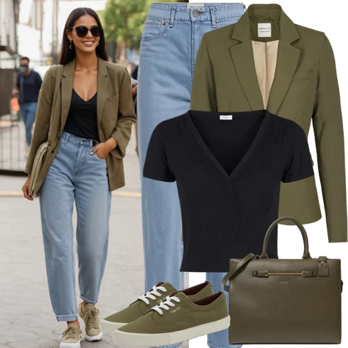 Kombinirajte Tamnozelena/Zeleno/Kaki Odijelo Oversize Sako/Kargo Blejzer/Boyfriend Sako/Dugi Sako/Kožna Jakna za Muškarce/Kožna jakna za muškarce/Kožna Jakna/Casual Sako Trendyol