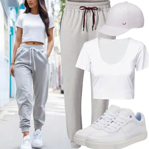 Kombinace Kůže Šedá/Světle šedá Košile Capri/Cargo Tepláky Kaffe