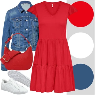 Moderní Outfit s Modrá/Světle modrá Krátké Džínové Bundičky/Džínové Bund LTB "Perfektní na jaro"Look: 90tá léta, Cool, Moderní, Mom, Krásný, Univerzitní, Western
