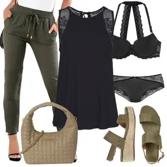 Outfit sa Crna Klasične Gaćice/Brazilski Slip/Futrola za Suknju/Gaćice/Prozirna gaćica/Gaćica & tanga/Gaćice bez prepona Lascana "Lagana odjeća"