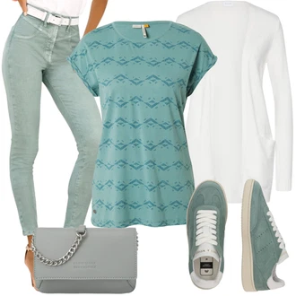 Outfit sa Svjetloplava/Zeleno/Svjetlozelena/Plava Vintage tenisica/Niska Tenisica/Tanka tenisica/Kožna tenisica Copenhagen "Lagana odjeća"