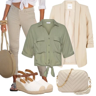 Military Outfit s Zelená/Světle zelená/Tmavě zelená/Khaki Halenka Móda Pro Plnoštíhlou/Halenka a Tunika Lascana "Perfektní pro volný čas"Look: Styl, Klasické, Lehký, Military, Venkovní, Safari, Vintage, Pracovní oděvy