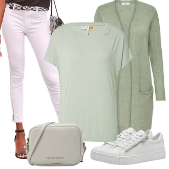 Outfit s Šedá/Krémová/Bílá/Stříbrný Jeggings/Capri kalhoty/Legíny s Rozparkem/Kalhoty se Štěrbinou/Kalhoty s dírou/Skinny Kalhoty Lascana "Perfektní pro volný čas"
