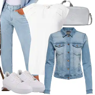 50. Let Outfit s Světle modrá/Lilové barvy Džíny Culottes/Dámské Džíny s Délkou 7/8/Zkrácené Džíny/Capri Džíny Lascana "Perfektní pro volný čas"Look: Emo, 50. Let, 90tá léta, Klasické, Cool, Old Money