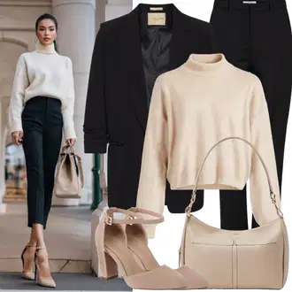 Elegantní outfity Matriční úřad s Khaki/Bílá/Béžová/Červená/Zlatý Šněrovací Lodička/Sandály na hřídeli/Bota Na Podpatku/Lodička S Páskem/Sandál Na Podpatku/Sandál s podpatkem warehouse "Pohodlný pracovní outfit"Look: Bar, 30. narozeniny, Koncert, Galavečer, Zvláštní příležitosti, Matriční úřad, Malle, Festival, Narozeniny