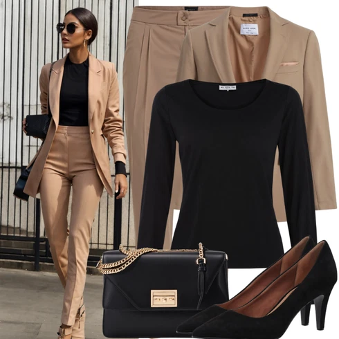 Kombinace Béžová/Khaki/Hnědá Business Kalhoty/Obleková Kalhoty/Mušelínové kalhoty/Kalhoty s Vysokým Pasem/Kalhoty se Štěrbinou/Navlékací Kalhoty/Kalhoty s nášivkou uprostřed/Rovná Kalhoty Selected