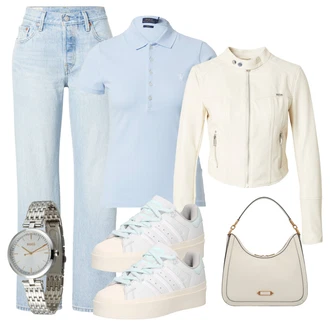 outfit mit Srebrna/Roza Zapestna ura/Baterija za uro/Verižna ura/Orodje za uro Boss "Pomladanski Outfit"