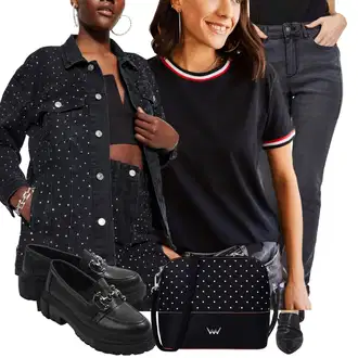 outfit mit Črna/Rjava/Zelena/Škrlatna Prugasta majica/Športna majica/Kratka majica/Mrežasta majica/Pletena majica/Lepa Majica/Obrezana majica/Casual Majica/Majica olalook "Pomladanski Outfit"