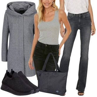 outfit mit Siva/Svetlo siva/Temno siva Usnjene Čevlje/Kavbojka z Nizkim Pasom/Moška majica/Kavbojka z Nizkim Pasom/Šiškata Kavbojka/Regular Fit Kavbojke/Ravne Kavbojke Only "Pomladanski Outfit"