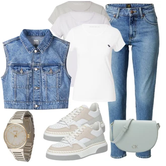outfit mit Siva/Roza/Srebrna/Bež/Zlati/Rjava Orodje za uro/Zapestna ura/Verižna ura/Baterija za uro Boss "Pomladanski Outfit"