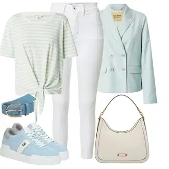 Prevelik, Vintage outfit mit Svetlo modra/Modra/Turkizna Usnjena jakna za moške/Kratek Blejzer/Eleganten Blazer MOS MOSH "Pomladanski Outfit"Look: Plemenita, Delovna oblačila, Preppy, Pametno priložnostno, Vintage