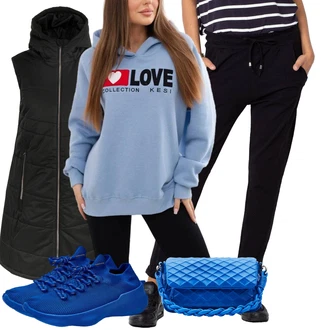outfit mit Modra/Svetlo modra Torba za čez ramo/Satchel torba/Napihnjena torba/Mini torbica/Torba za čez ramo/Pletena torba/Baguette torba Desigual "Pomladanski Outfit"