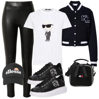 outfit mit Bela/Črna Men's Bags/Vrečka za prenašanje/Mini torbica/Mini nahrbtnik/Športni nahrbtnik/Torbica za čez ramo/Satchel torba/Torba za čez ramo Tommy Jeans "Pomladanski Outfit"