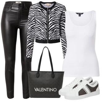 outfit mit Bela/Črna/Rumena/Oranžna/Rdeča/Bež/Rjava Poletni kardigan/Podložen pleteni jopič/Kratka jopica/Vintage kardigan/Kardigan s stoječim ovratnikom/Kardigan z okroglim izrezom/Bombažna jopica/Trachten Jopica MICHAEL Michael Kors "Pomladanski Outfit"