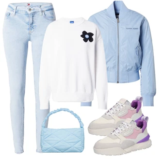 outfit mit Roza/Temno modra/Škrlatna Gimnastični čevelj/Teniški copat/Fitnes copat/Tekaški copat Replay "Pomladanski Outfit"