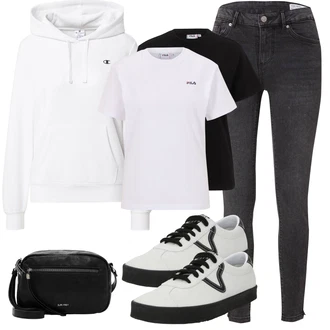 outfit mit Temno Siva/Siva/Svetlo Siva/Črna Ozke Kavbojke/Usnjene Čevlje/Moška Usnjena Jakna/Usnjena Jakna/Termodžinsi/Motoristične Kavbojke/Kavbojke Visokega Pasu/Zimska jakna/Ženske 7/8 Kavbojke/Push up Kavbojke VERO MODA "Pomladanski Outfit"