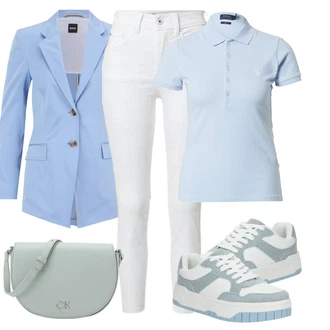 Z Cutworkom outfit mit Svetlo modra/Modra Polo majica Polo Ralph Lauren "Pomladanski Outfit"