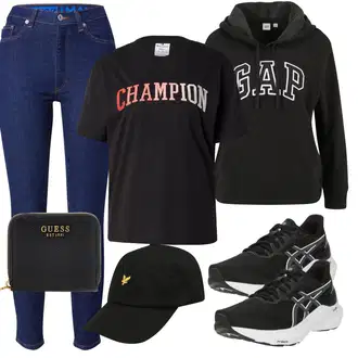 outfit mit Temno modra/Modra Ženske 7/8 Kavbojke/Capri Kavbojke/Odrezane Kavbojke/Kavbojke Visokega Pasu/Push up Kavbojke/Usnjena Jakna/Usnjene Čevlje/Termodžinsi/Moška Usnjena Jakna/Zimska jakna Hugo "Pomladanski Outfit"