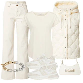 outfit mit Bež/Bela/Krem Športni copat Pristopni čevelj/Gimnastični čevelj/Tekaški copat/Tekaški čevelj/Fitnes copat Tommy Jeans "Pomladanski Outfit"
