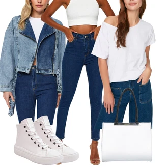 Z zadrgo outfit mit Bela/Roza/Siva Platnena Superga/Plato-Sneaker/Superge Z Bočno Zadrgo big star shoes "Pomladanski Outfit"