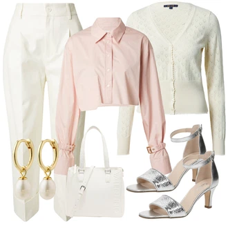 outfit mit Srebrna/Siva Udobna črpalka/Sandala/Poročna čevlja/Sandala s peto/Čevelj s trakom/Sandal z bleščicami/Črpalka z Nizko Petom/Elegantni Čevelj Gabor "Pomladanski Outfit"