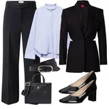 Črna S pasom Volneni Blejzerji outfiti za dame image