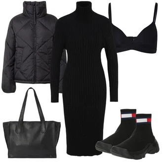 outfit mit Črna Zimska Obleka Zimska Pletena Obleka/Pulover Obleka/Obleka s ščitnikom za vrat/Dolga pletena obleka Vero Moda Petite "Pomladanski Outfit"