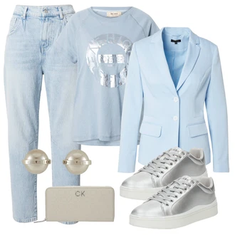 outfit mit Srebrna/Siva Superga Superge Z Bočno Zadrgo/Superge Luknjasta/Ozka Superga/Superge Nizka/Usnjene superge Guess "Pomladanski Outfit"