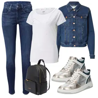 outfit mit Svetlo Modra/Modra/Temno Modra Denim Jakna/Vintage Jakna/Kratka Denim Jakna JdY "Pomladanski Outfit"