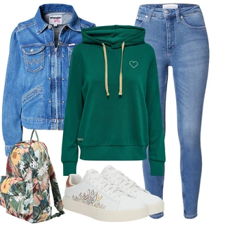 outfit mit Svetlo modra/Modra Usnjene Čevlje/Usnjena Jakna/Kavbojke Visokega Pasu/Push up Kavbojke/Kavbojke z Razporkom/Zimska jakna/Kavbojke na Poteg Calvin Klein Jeans "Pomladanski Outfit"