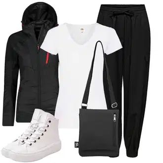 Baggy outfit mit Črna Moška majica/Usnjena Jakna/Cargo kavbojke/Široke Kavbojke/Trenirka Jeans/Usnjena Moška Jakna Only "Pomladanski Outfit"