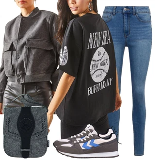 outfit mit Siva/Modra Superga Superge Nizka/Poletne superge/Ozka Superga/Vintage Superga/Pohodni Čevelj Hummel "Pomladanski Outfit"