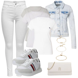 outfit mit Bež/Zlati Zapestnica/Fine verižica Calvin Klein "Pomladanski Outfit"