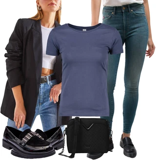 outfit mit Črna/Rjava/Temno siva/Roza Trajnostna Jakna/Kratka Jakna/Slip-on jakna/Poletna jakna/Rebrast Žamet Jakna/Pomladna jakna/Crop Jakna/Jakna srajka bianco lucci "Pomladanski Outfit"