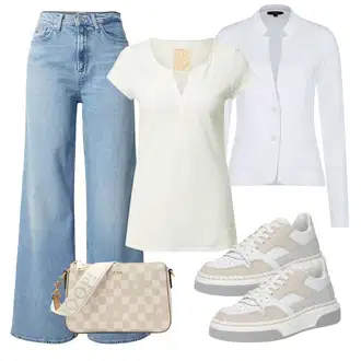 90. leta, Stil outfit mit Svetlo modra/Modra Kavbojke z Razporkom/Kavbojke Visokega Pasu/Široke Kavbojke/Široke Kavbojke/Šiškata Kavbojka/Culotte Kavbojke/Vintage kavbojke Tommy Jeans "Pomladanski Outfit"Look: 70. leta, Stil, Stari denar