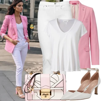 Outfiti Za Matični Urad mit Temno modra/Bela Hlače Jeggings/Skinny Hlače/Slim Hlača morgan "Poslovni estetski videz"