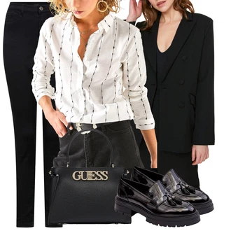 Preproste outfit mit Kavbojke Visokega Pasu/Kavbojke z Razporkom/Usnjena Jakna/Push up Kavbojke/Ozke Kavbojke/Usnjene Čevlje/Termodžinsi/Zimska jakna orsay "Poslovna oblačila"Look: Zunaj, Stari denar, Kul, Preproste