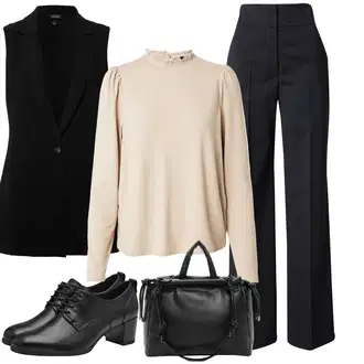 outfit mit Črna Women's Leather shoes/Oxford čevelj/Vintage čevelj na vezalke/Poslovna Obutev/Veganski čevelj Tamaris "Poslovna oblačila"