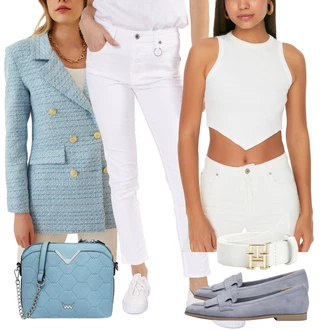 outfit mit Khaki/Krem/Bela Usnjeni pas/Klasični pasovi/Ženski Pas brez Zaponke/Sproščeni pas Tommy Hilfiger "Poslovna oblačila"
