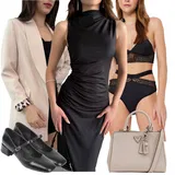 Črna Mokrega videza Obleke outfiti za dame image