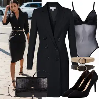 Black Outfits Seksi mit Črna Spodnje perilo z nedrčkom/Bodi brez spodnjic/Steznik/Čipkasti bodi/Mrežasti body/Body s spodnjimi žicami berrak "Poslovni videz"Look: Babydoll, Seksi, Techno