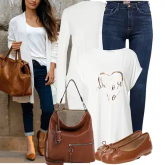 Outfit sa Smeđa/Bež Ravna cipela/Balerinka s platformom/Vintage balerinka/Balerinka tenisica/Balerinka na špic Polo Ralph Lauren "Jedinstveni outfit za slobodno vrijeme"