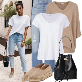 outfit mit Bež Espadrila sandala/Espadrila s klinastim petom/Plata Espadrila/Sandala s klinastim petom/Čevelj na wedge See By Chloé "Prosti videz"